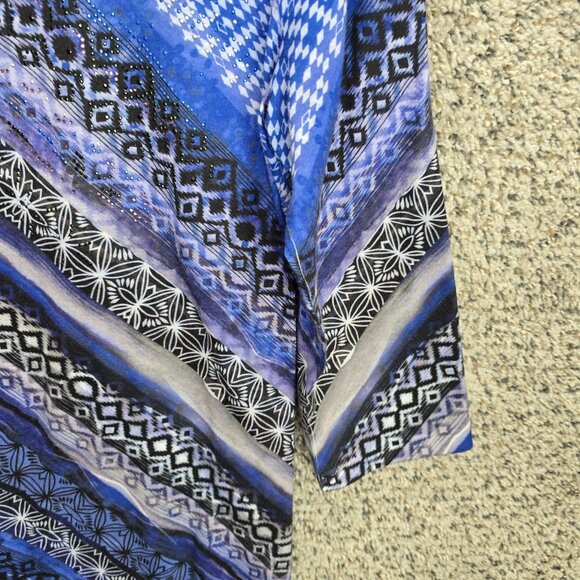 Chicos Top Womens 0 US Small Blue Scoop Neck Embellished 3/4 Sleeve Tee Casual - Picture 2 of 7